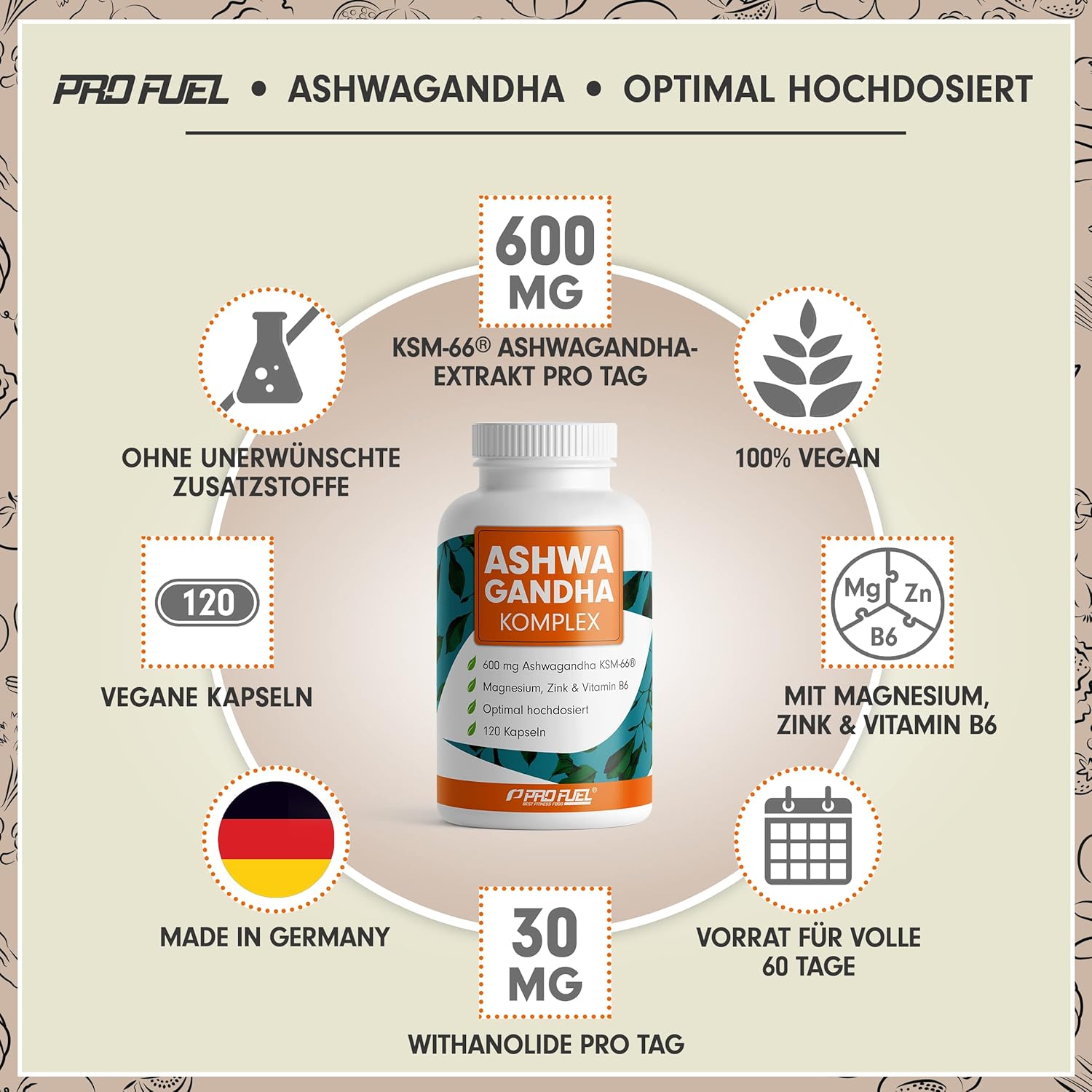 Ashwagandha Kapseln hochdosiert 120x - 600 mg – Ansicht 4
